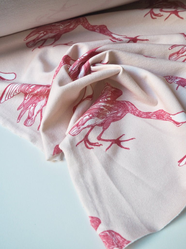 Pink Spoonbill Organic Cotton Loopback Jersey