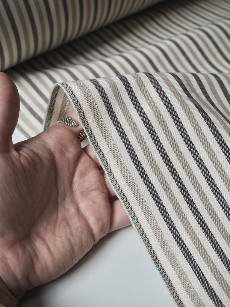 Neutral Stripe Oxford Cotton Blend