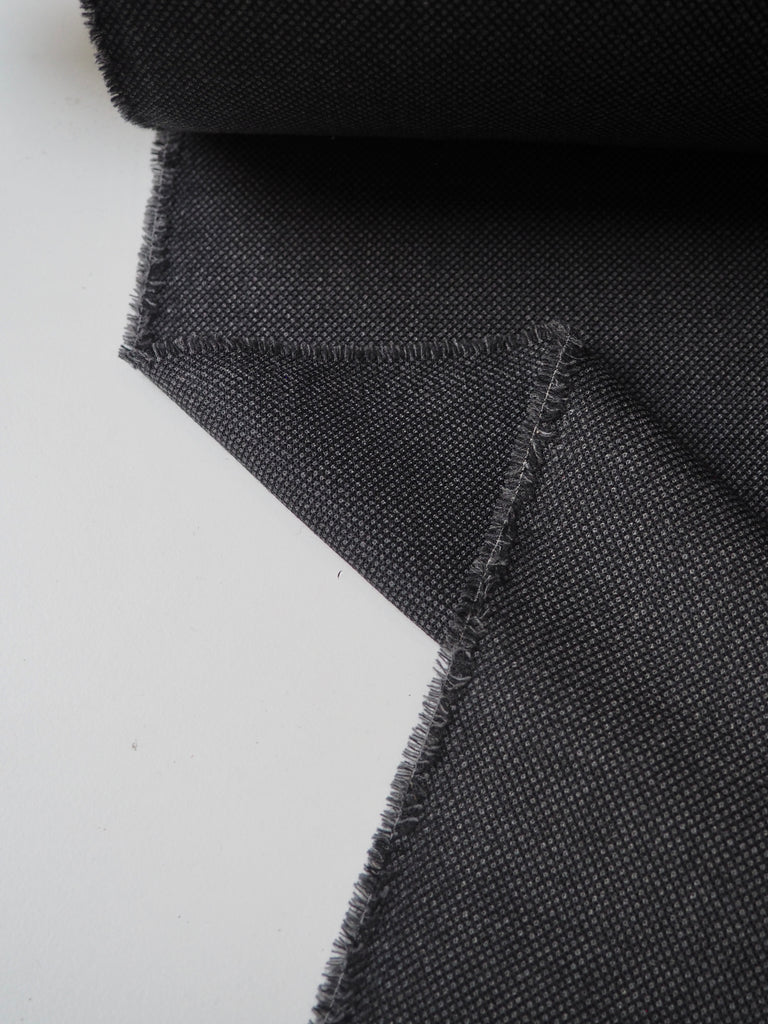 Grey + Black Birdseye Stretch Wool/Cotton