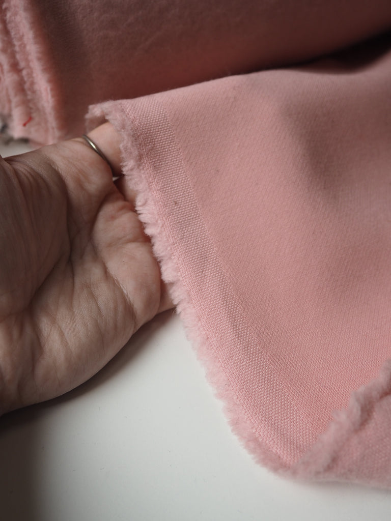 Powder Pink Fleece-backed Wool Crepe