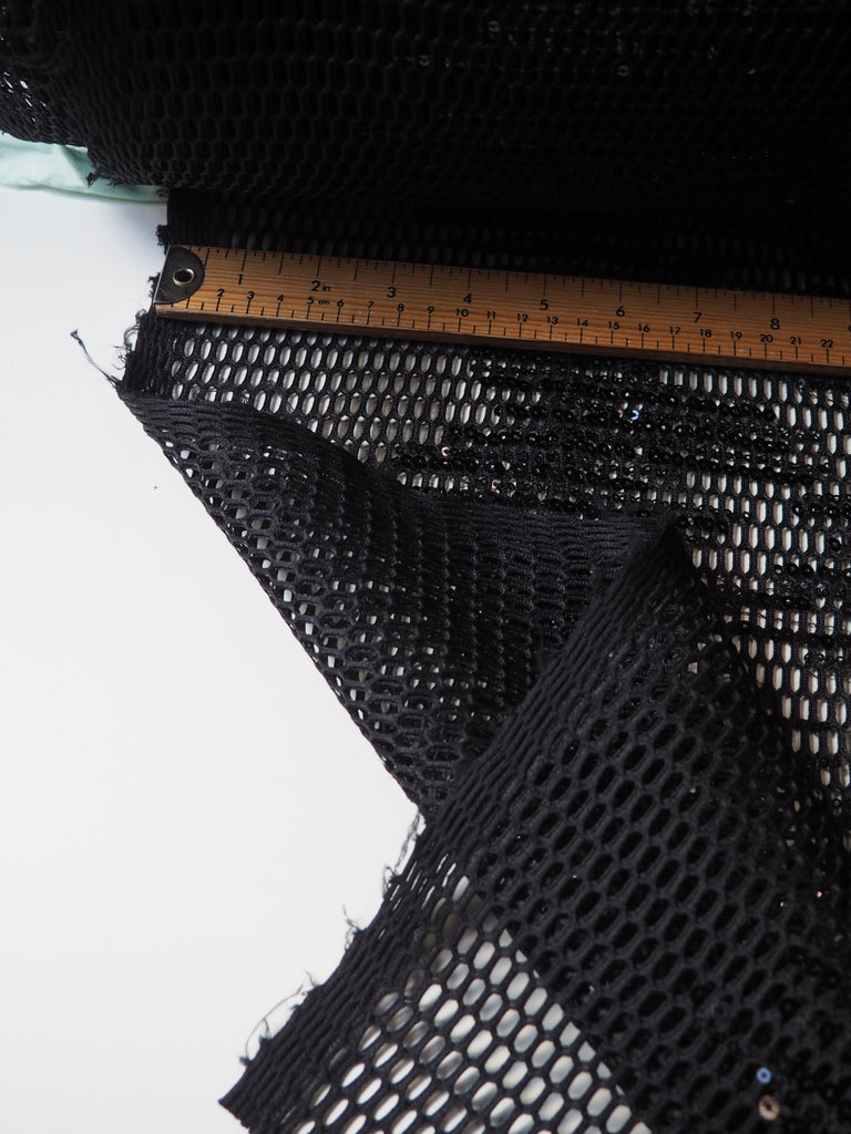 Black Sequin Honeycomb Mesh