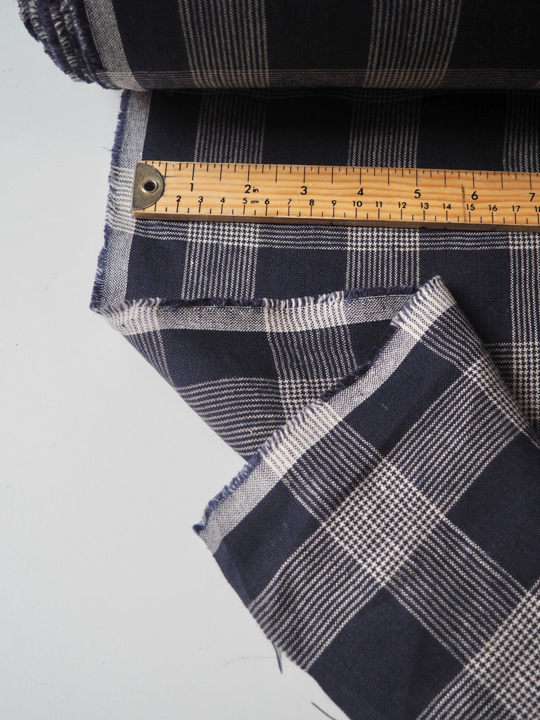 Navy + White Check Linen