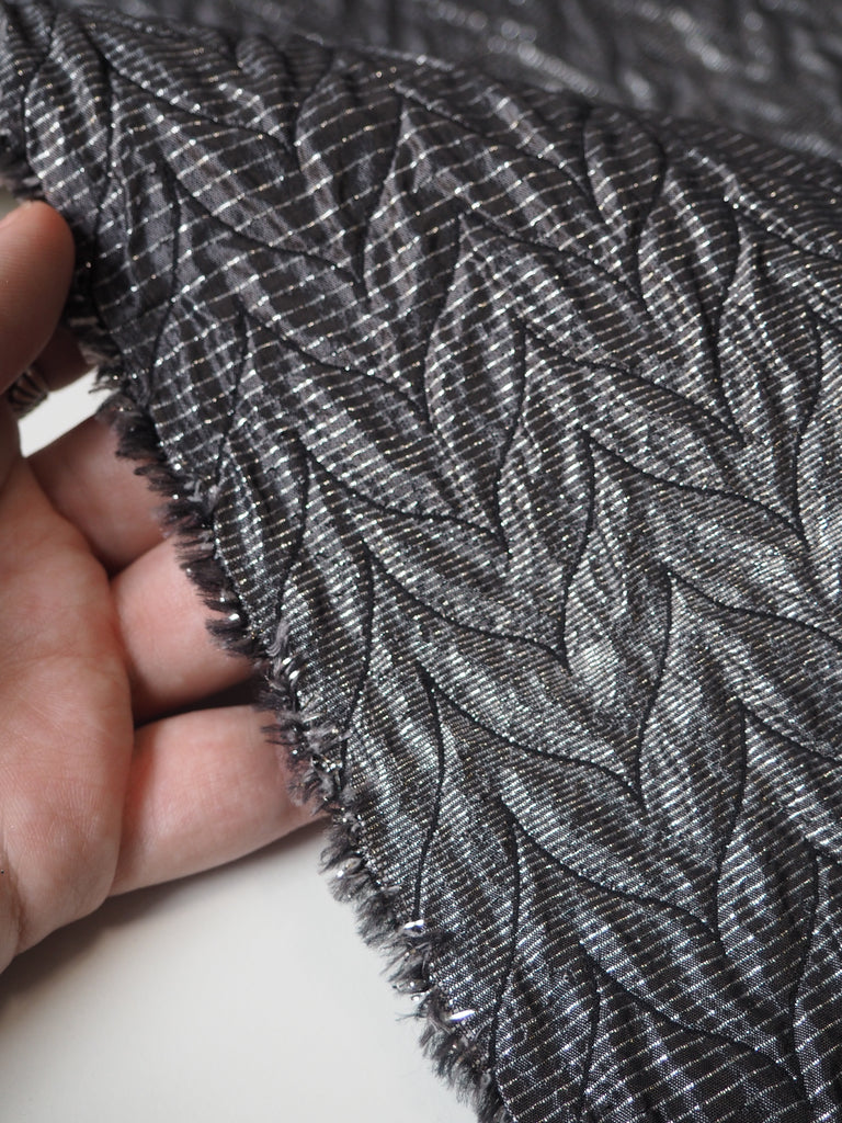 Gunmetal Stripe Chevron Cloqué