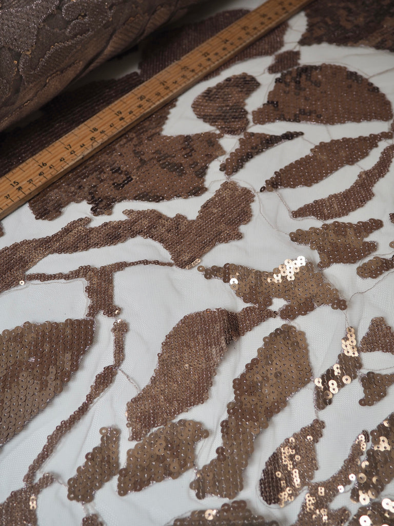 Rose Gold Abstract Sequin Tulle
