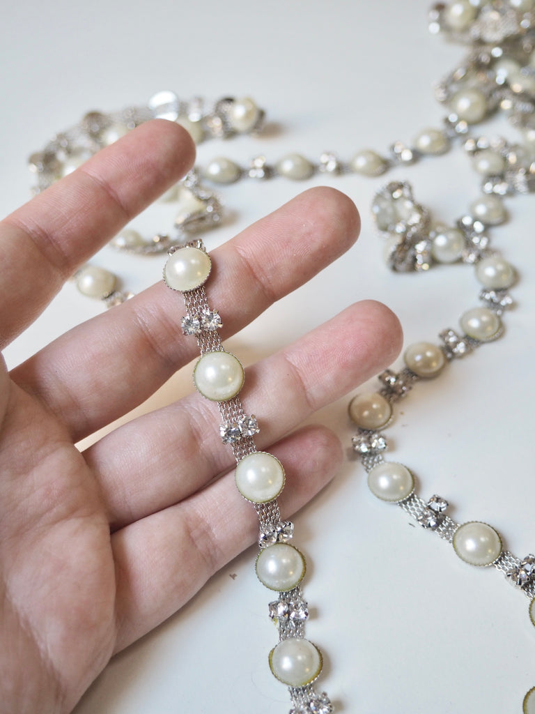 Silver Crystal Pearl Trim 10mm