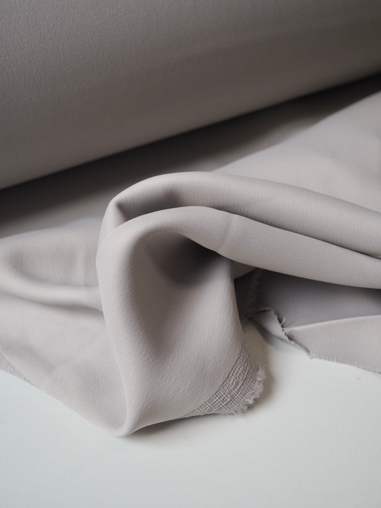 Light Grey Stretch Viscose/Acetate Crepe-Backed Satin