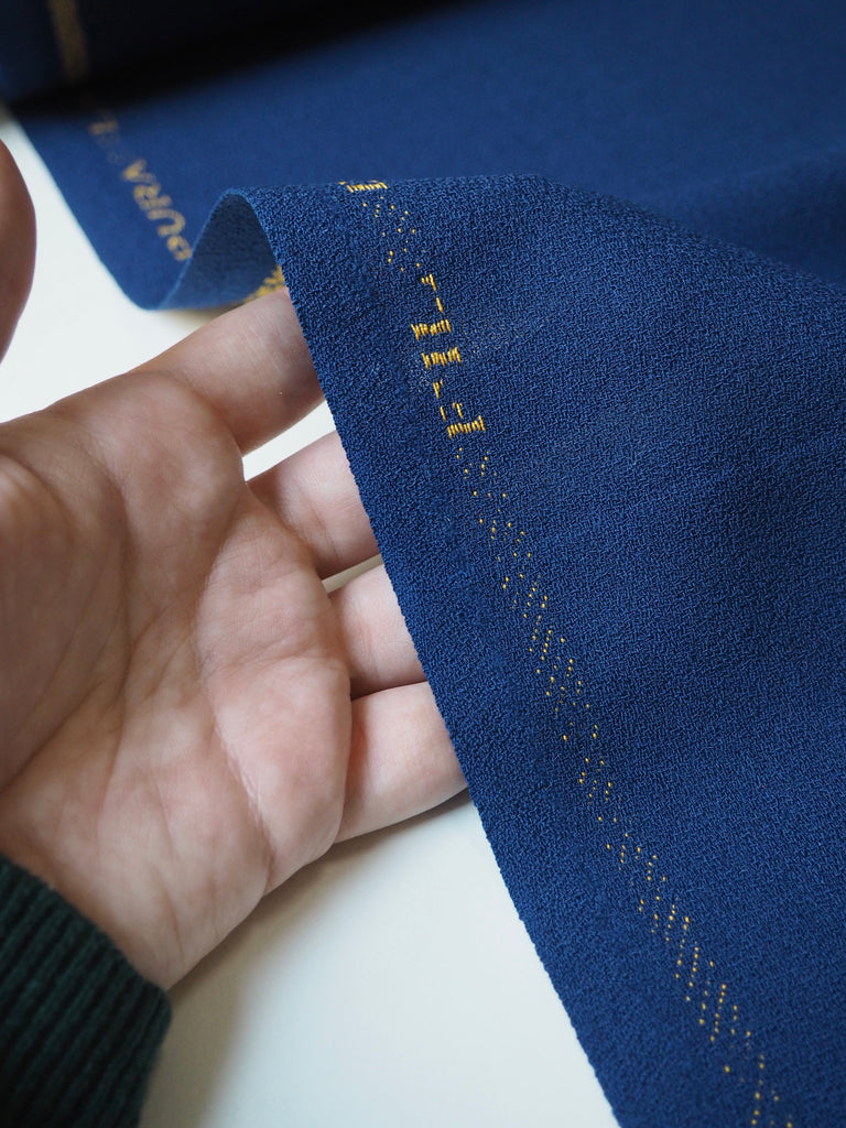 Deep Blue Wool Crepe