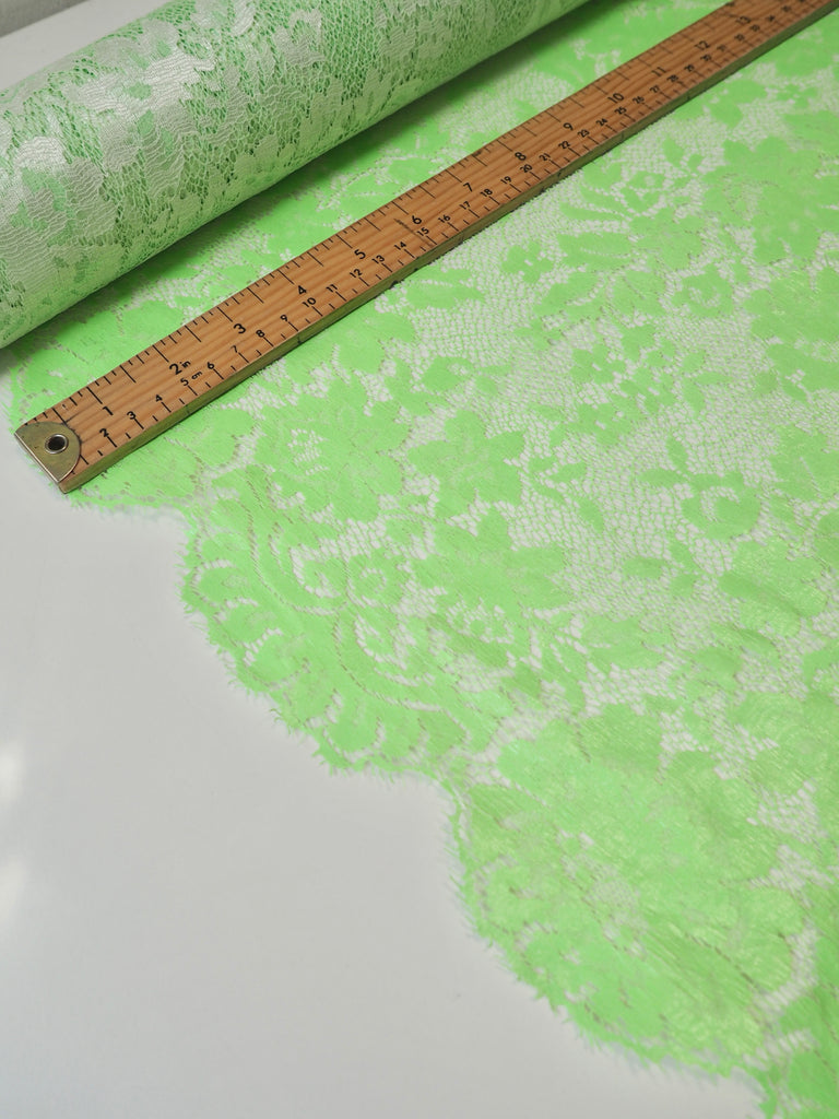 Lime Coated Floral Scallop Lace