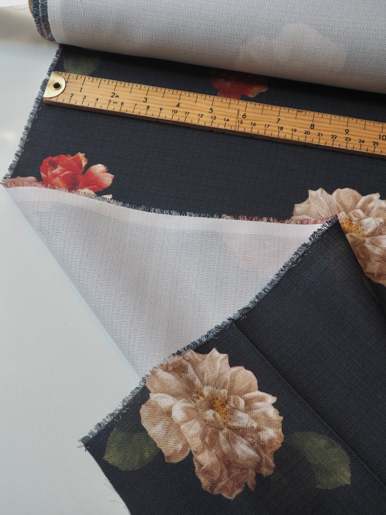 Black Floral Crepe