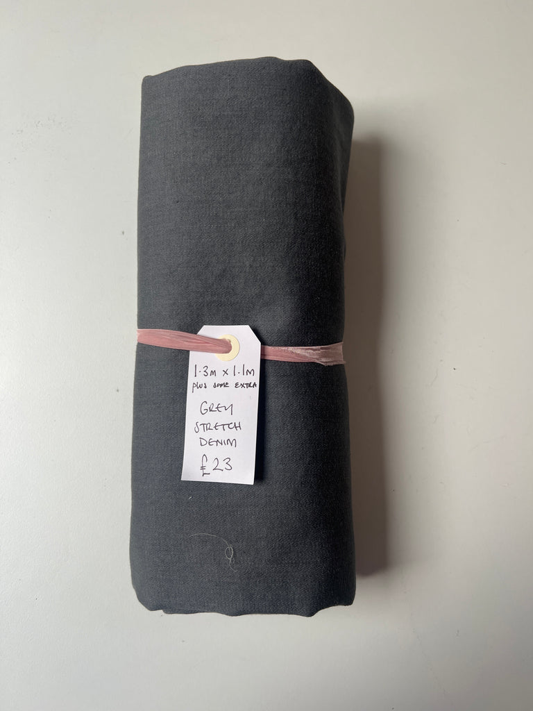 Grey Stretch Cotton Denim Remnant