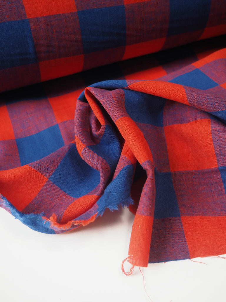 Red + Blue Gingham Cotton/Linen