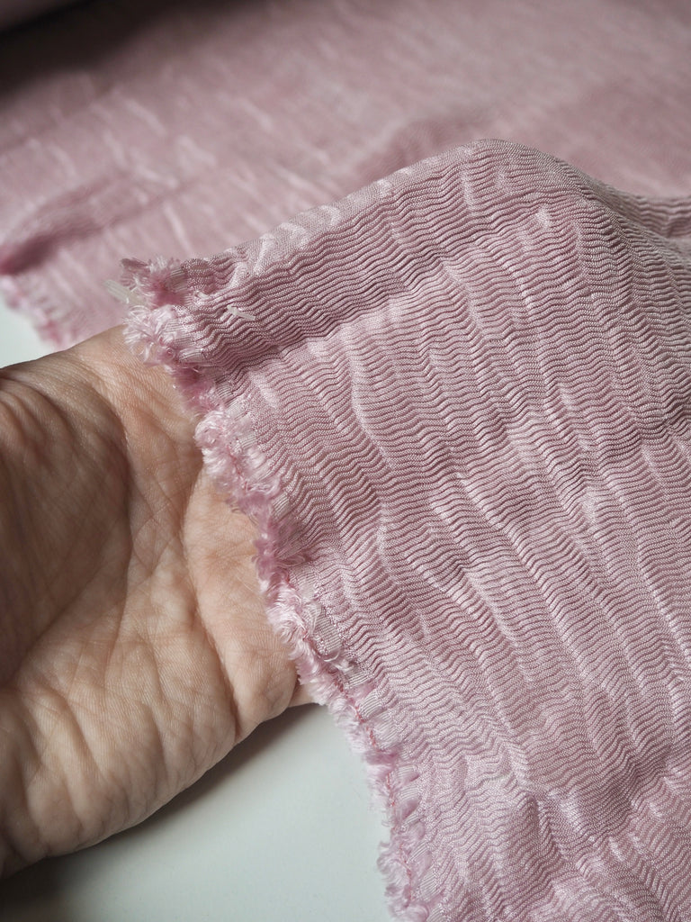 Light Pink Plissé Cupro Cloqué
