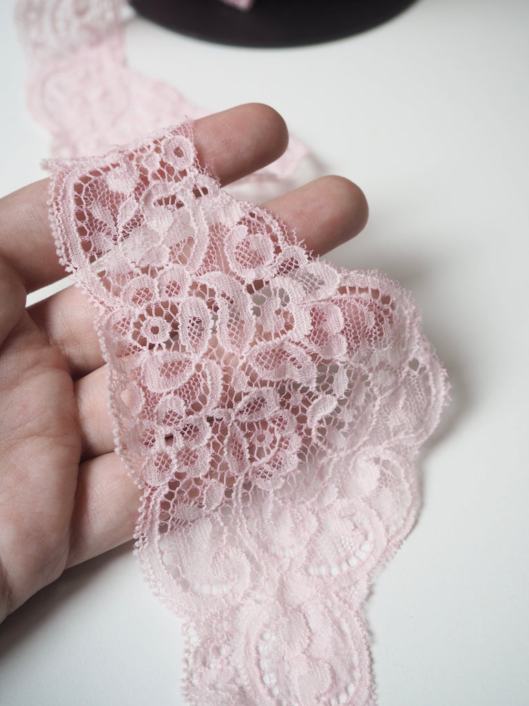 Light Pink Drop Scallop Lace Trim 8.5cm