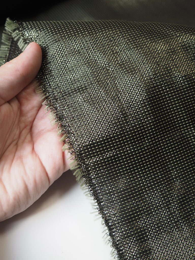 Olive Green Metallic Silk Raffia