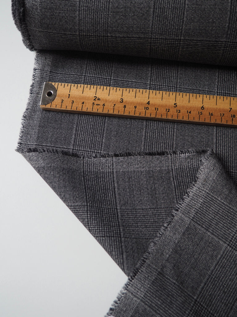 Grey Marl Check Wool Suiting