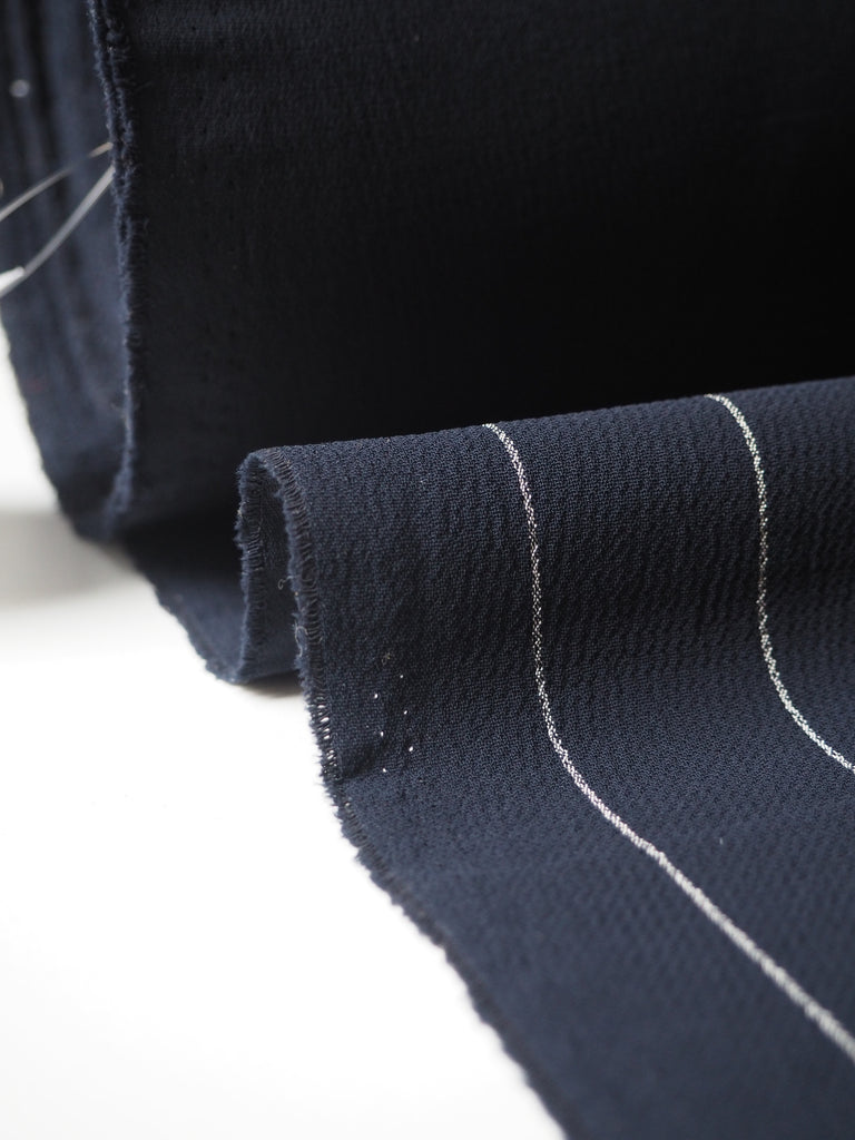 Navy Chalk Pinstripe Crepe