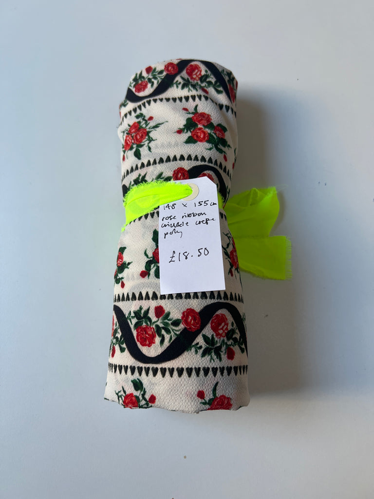 Rose Ribbon Crinkle Crepe Remnant