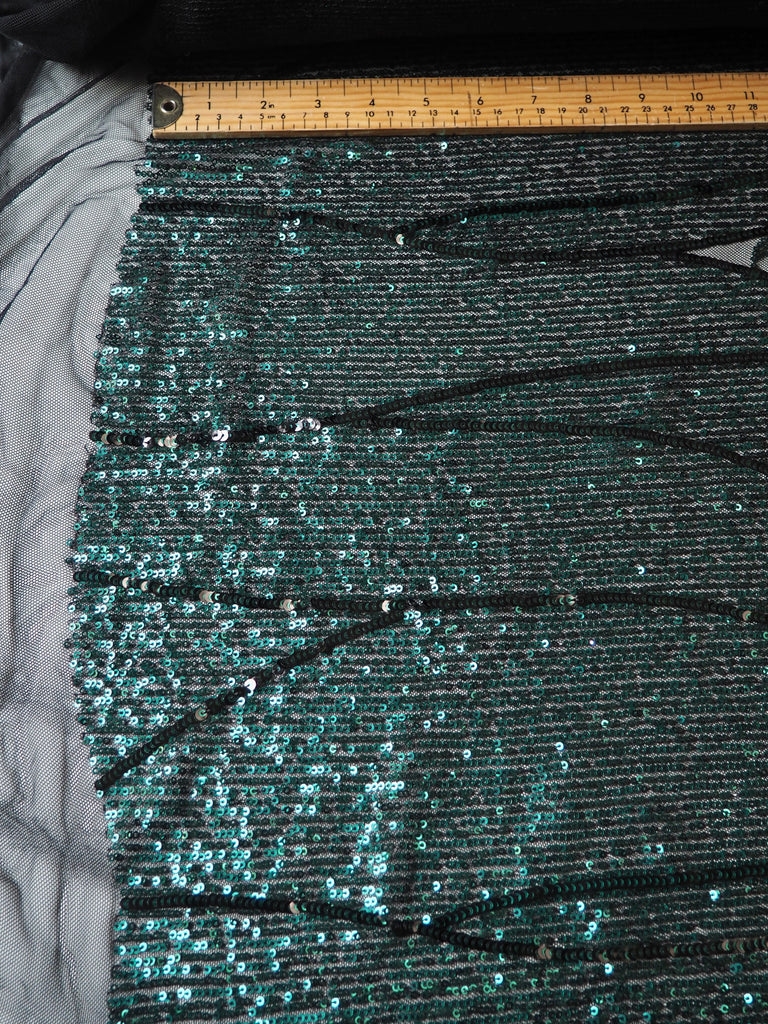Green Swirl Mosaic Sequin Stretch Mesh