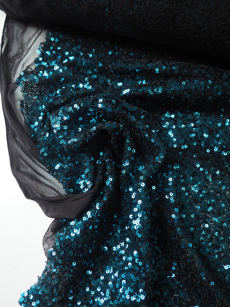 Bright Blue Sequin Stretch Mesh