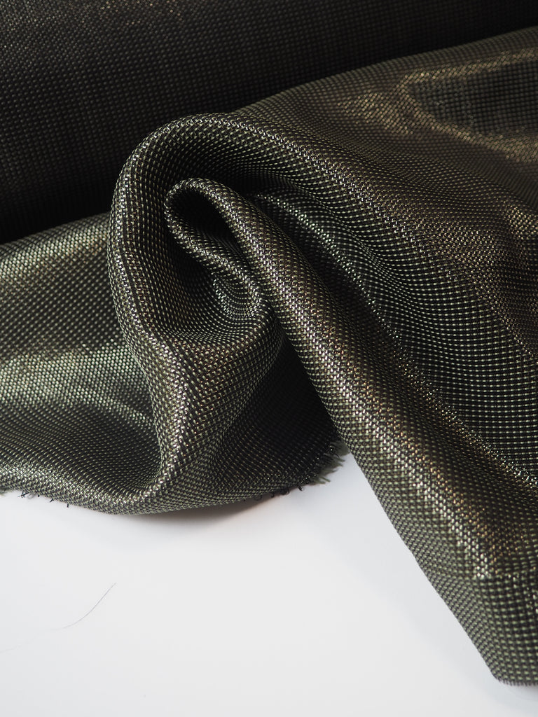 Olive Green Metallic Silk Raffia