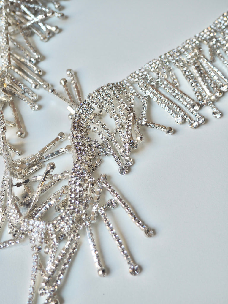 Silver Crystal Drop Trim 5cm