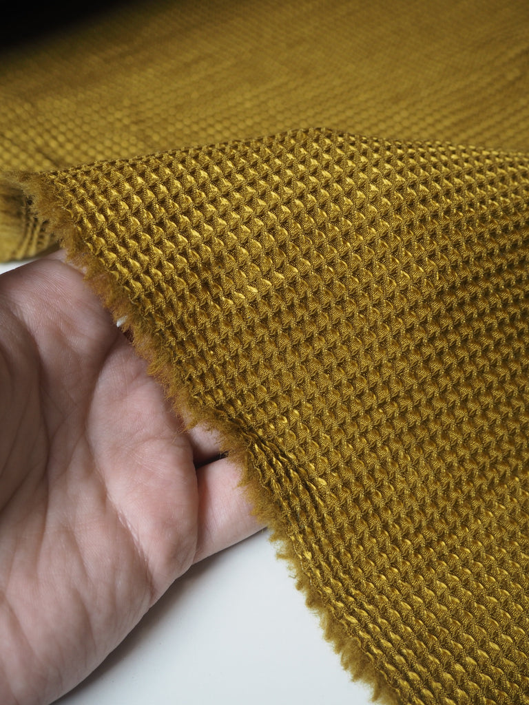 Chartreuse Wool/Silk Honeycomb Jacquard