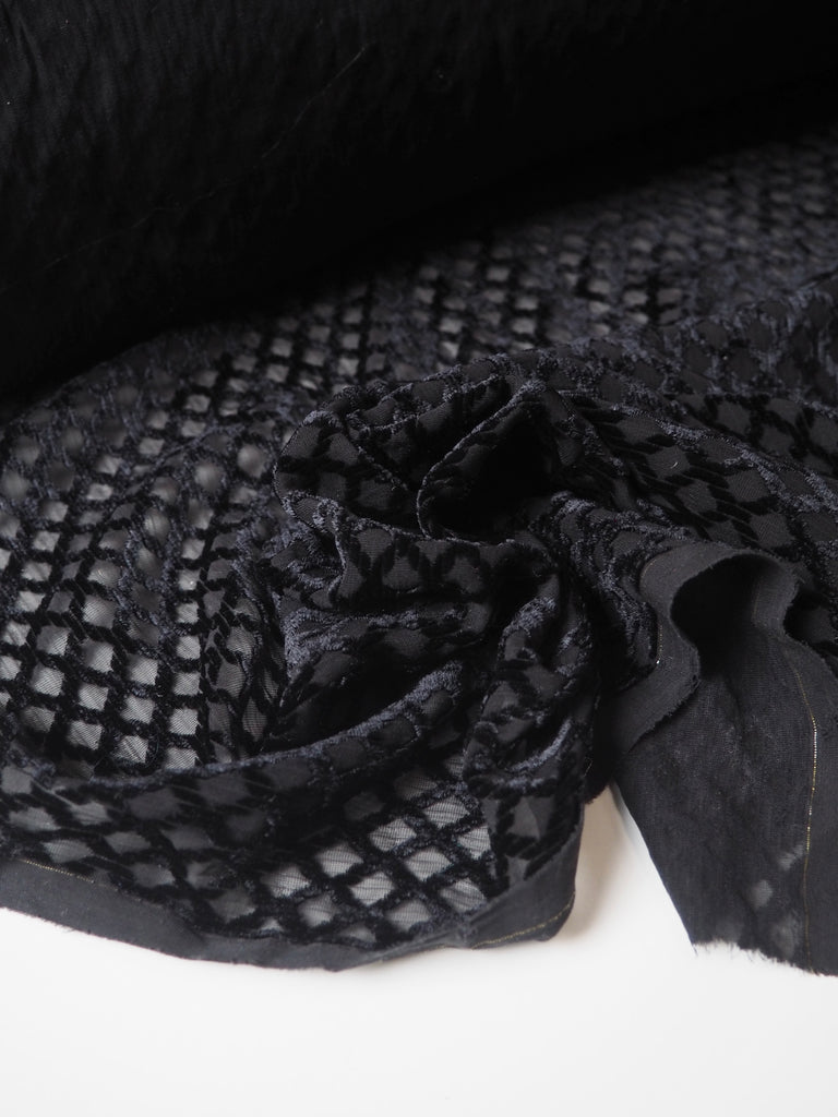 Black Lattice Velvet Chiffon