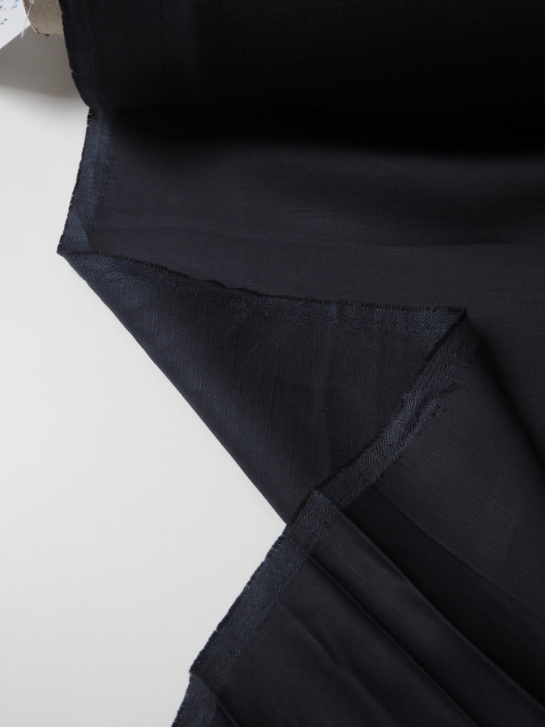 Navy Viscose/Linen Satin