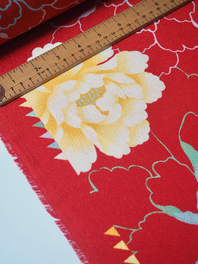 Red Floral Sateen Crepe