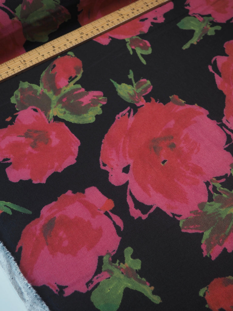 Pink Red Floral Sateen