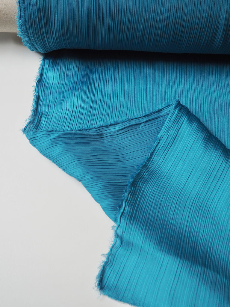 River Blue Crinkle Satin Chiffon