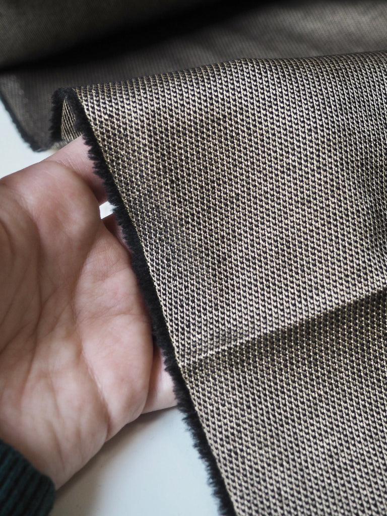 Black + Gold Wool/Viscose Twill Jacquard