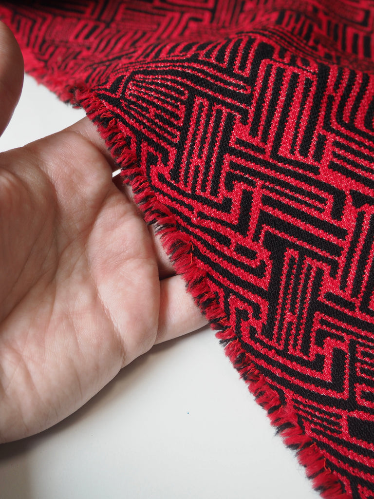 Red + Black Abstract Stretch Jacquard
