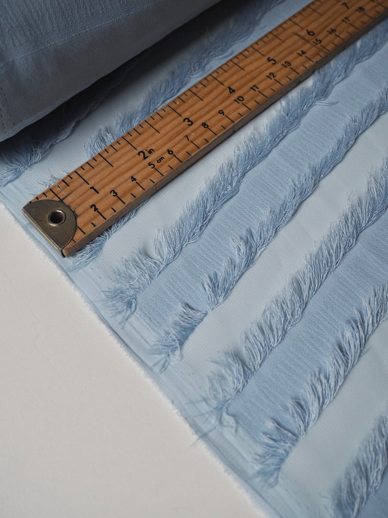 Light Blue Stripe Fringe Chiffon
