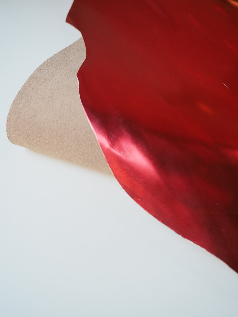 Red Metallic Calfskin Leather
