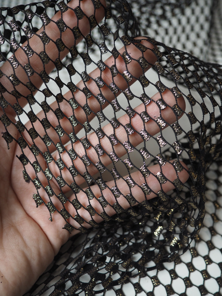 Black + Gold Metallic Fishnet