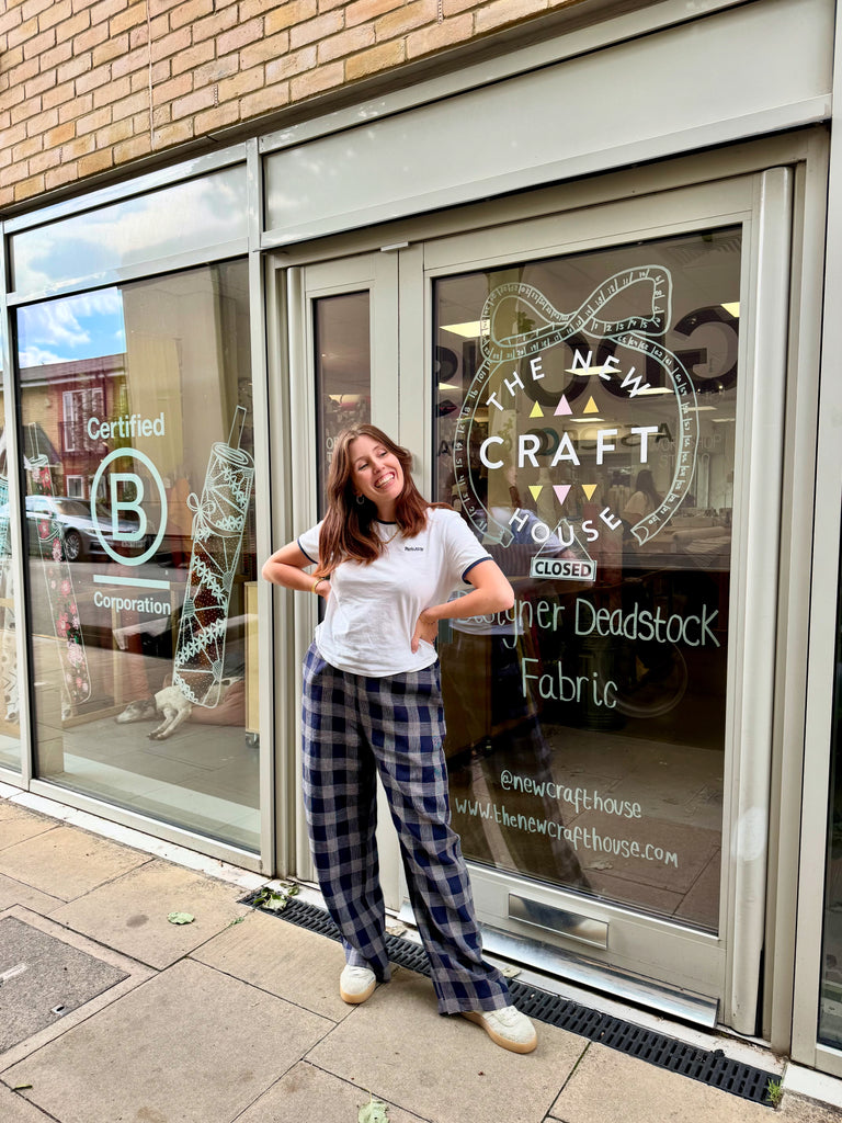 Navy + White Check Linen