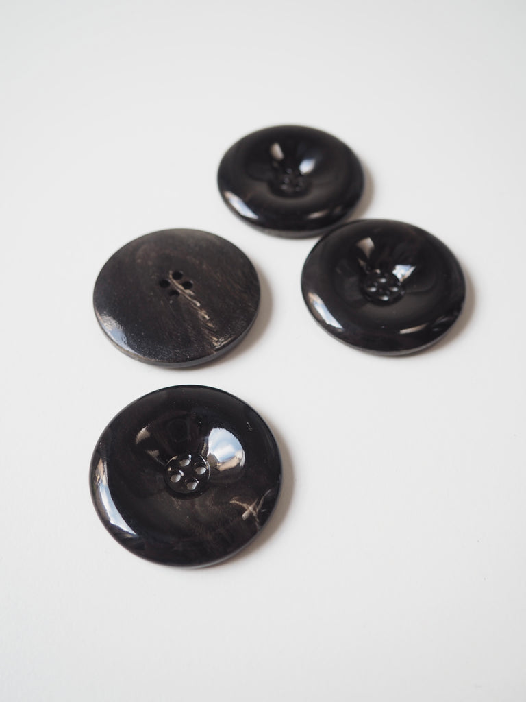 Dark Brown Shiny Horn Buttons 34mm