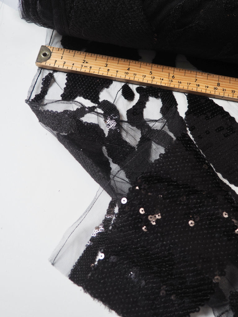Black Abstract Sequin Tulle