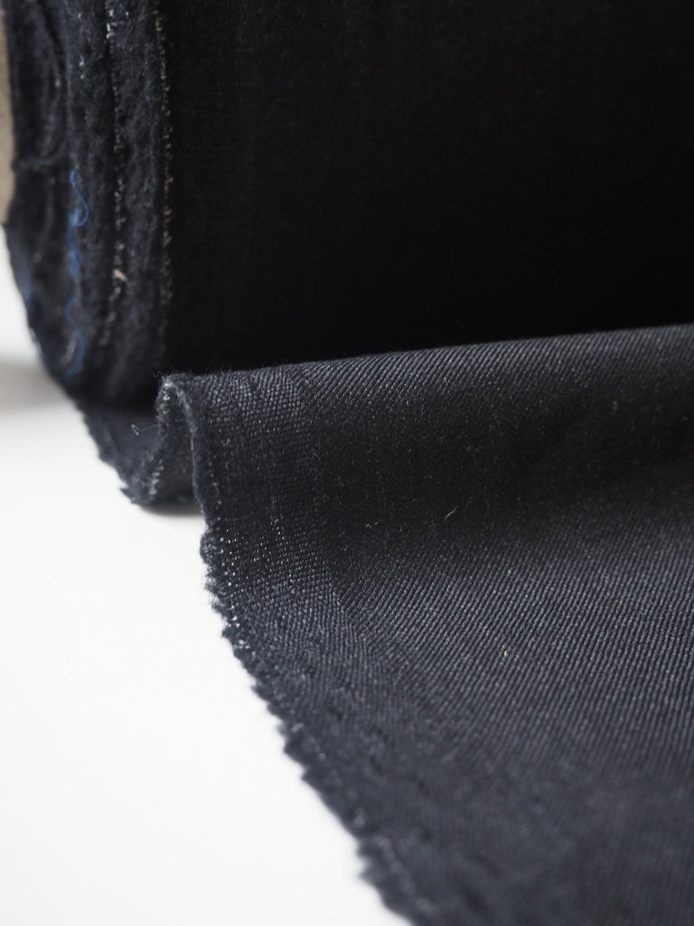 Dark Charcoal Wool Cashmere Sateen Twill