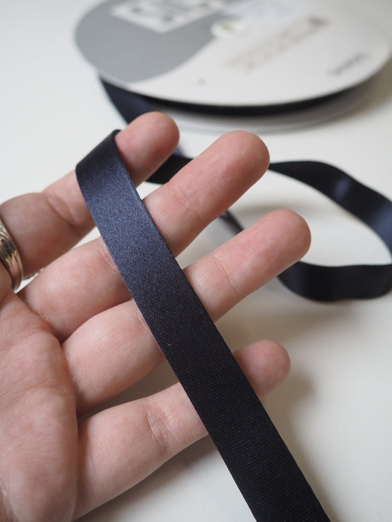Shindo Midnight Thick Double-Faced Satin Ribbon 15mm