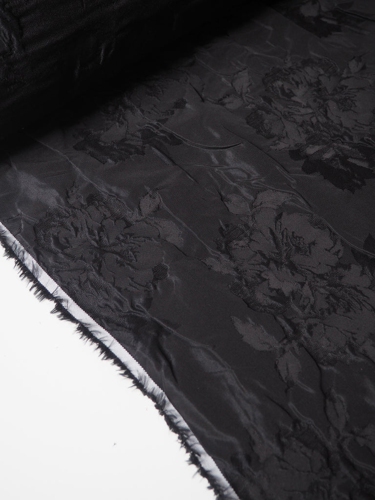 Black Floral Jacquard Cloqué