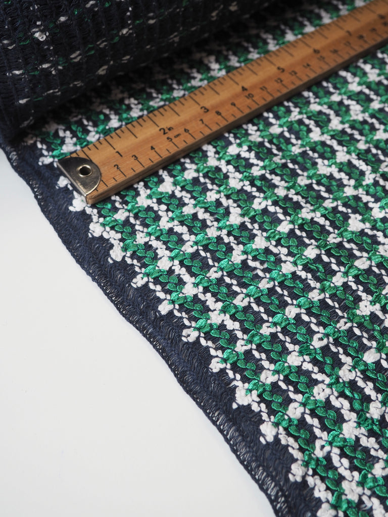 Green + White Loose Weave Tweed