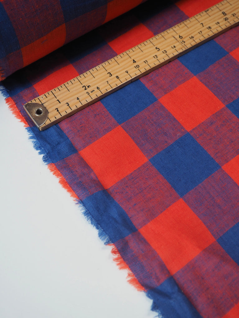 Red + Blue Gingham Cotton/Linen