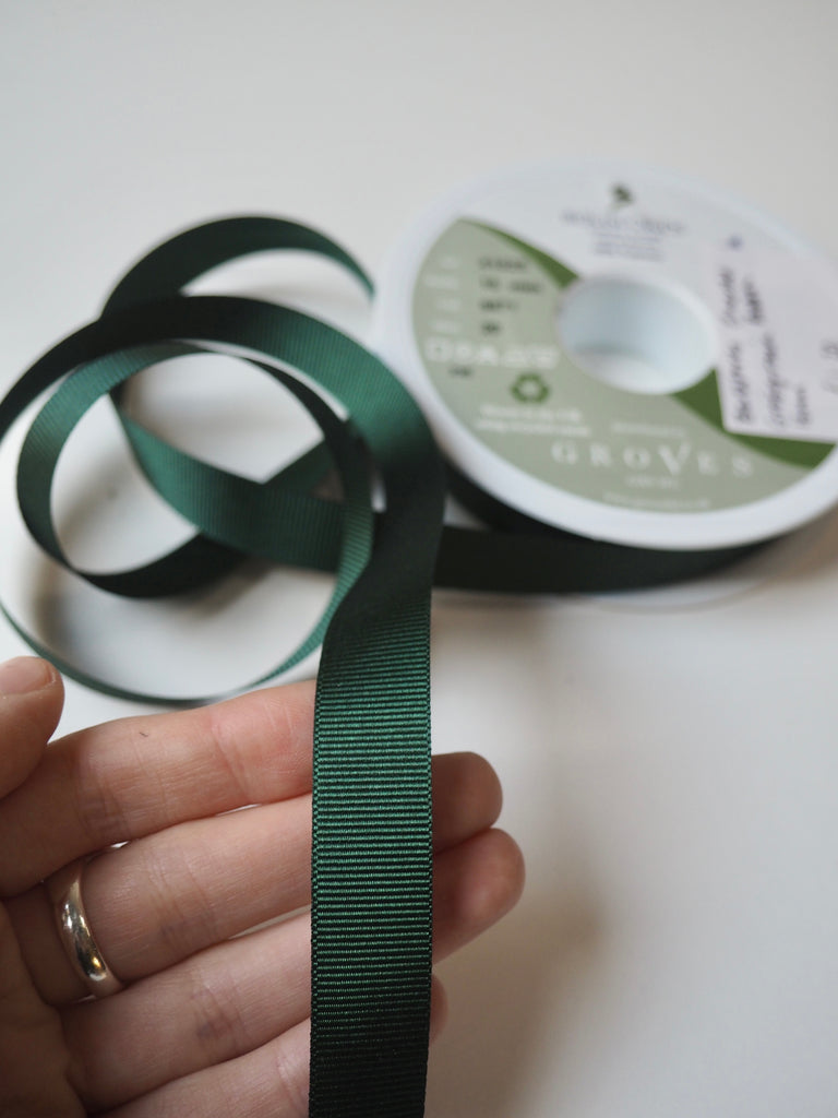 Berisfords Emerald Grosgrain Ribbon 16mm