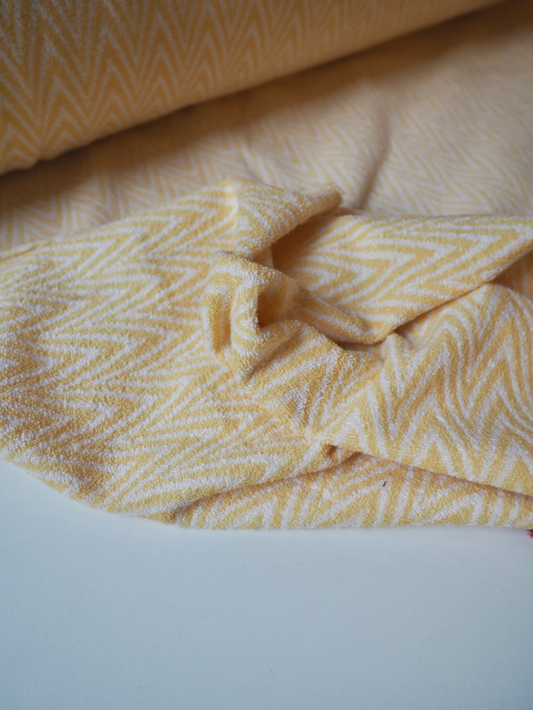 Yellow Chevron Cotton Loopback Jersey