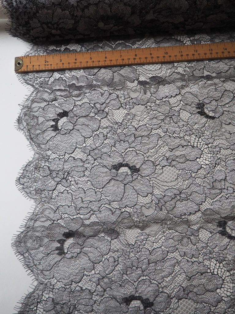 Silver Bloom Lurex Scallop Lace