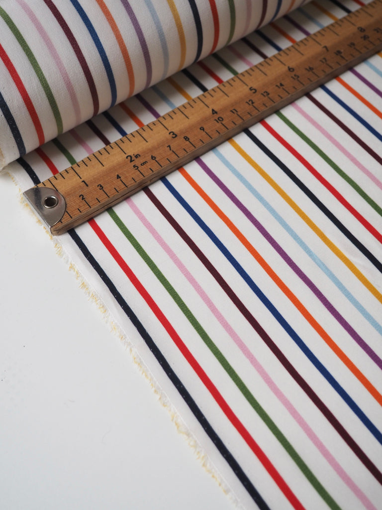 Rainbow Stripe Silk Crepe de Chine