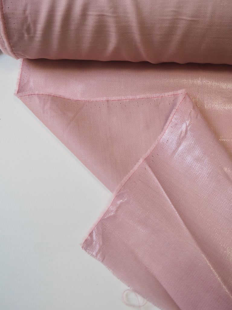 Soft Pink Glossed Wool Twill