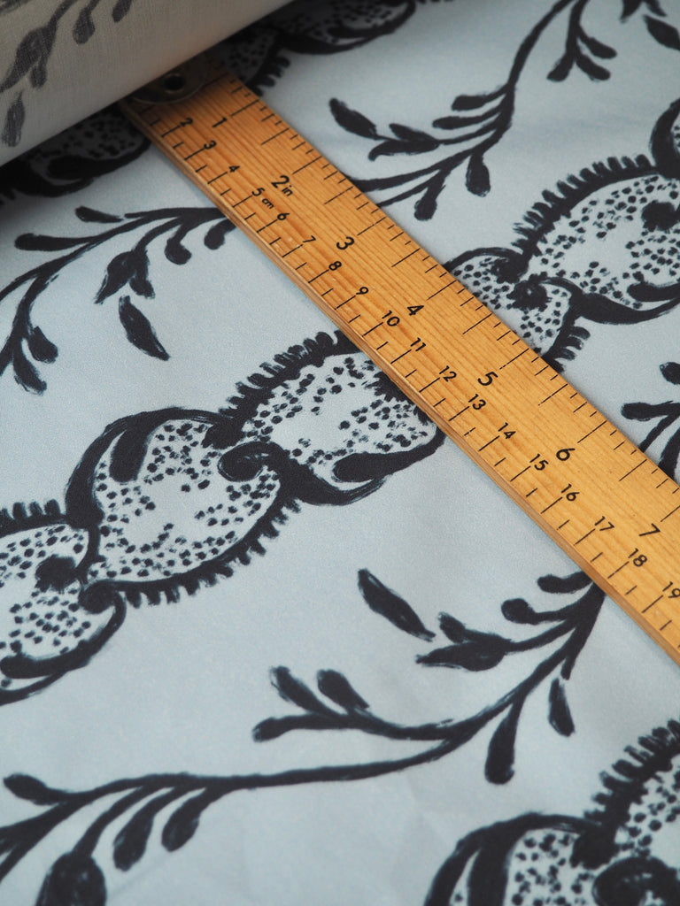 Blue Garland Stripe Cotton Poplin